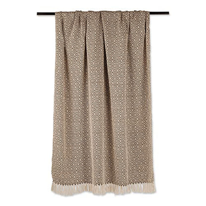 DII Rustic Farmhouse Double Diamond Woven Throw, 50x60, Brown - color: Brown, size: 50x60"