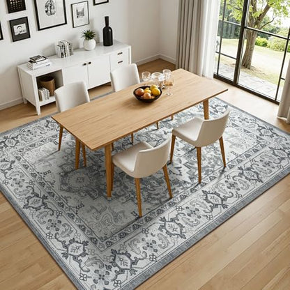 Lessymo 5 x 7 Area Rugs for Living Room, Machine Washable Faux-Wool Rugs - color: Grey Beige, size: 5' x 7' (Rectangular)