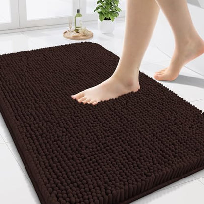 Arotive Bathroom Rugs 24x16, Soft Absorbent Shaggy Chenille Bath Rugs - color: Brown, size: 24" X 16"