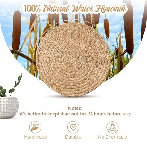 Aofmee 13 inch Round Woven Placemats Set of 6, Boho Rattan Place Mats, Natural Water Hyacinth Table Placemats, Farmhouse Weave Table Mats, Rustic Braided Wicker Charger Plates for Dining Table Decor - size: 13 Inch Set of 6