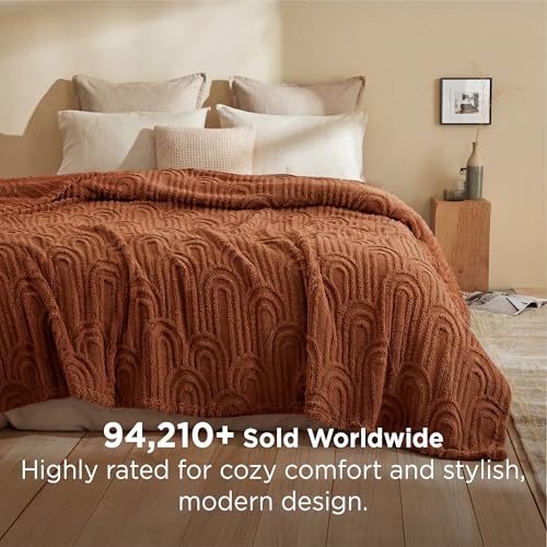 Bedsure GentleSoft Fleece Blanket Queen Size for Bed - Super Soft & Cozy, Fluffy Blankets for Women & Girls, Ideal for Sofa & Couch, Orange, 90x90 Inches - color: Orange, size: Queen (90" x 90")