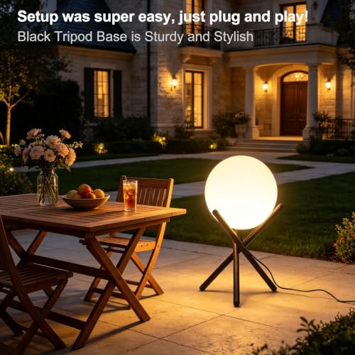 Lightdot 13.8-in Outdoor Globe Floor Lamp, 3000K Warm White LED Ball Lamp - color: 13.8''Warm White