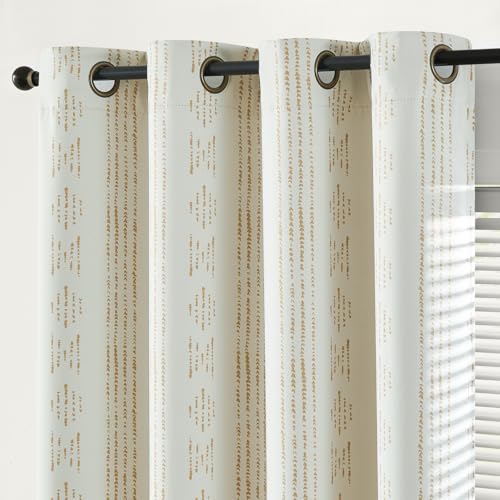 jinchan Boho Blackout Curtains 54 Inch Length for Bedroom - color: Boho | Taupe on Beige, size: 52"W x 54"L (Pack of 2)