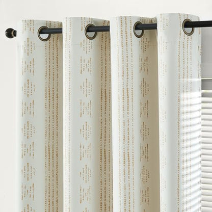 jinchan Boho Blackout Curtains 54 Inch Length for Bedroom - color: Boho | Taupe on Beige, size: 52"W x 54"L (Pack of 2)