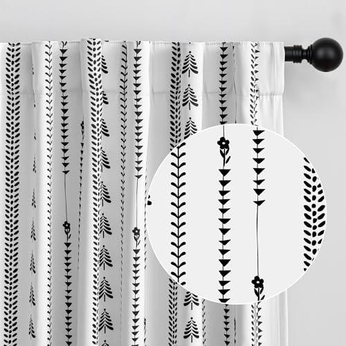 MEETSKY Boho White 95% Blackout Bedroom Curtains 50Wx63L,2 Panels - color: White, size: 50"W x 63"L (Pack of 2)