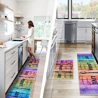 Carvapet Kitchen Floor Mat 2 Piece Set, Farmhouse Mats for Floor, Rainbow - color: Rainbow