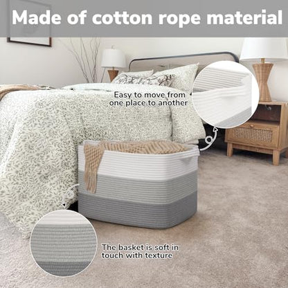 Goodpick 50L Large Woven Storage Basket, 18" x 14" x 12", Gradient Gray - color: Gradient Grey, size: 18"L x 14"W x 12"H