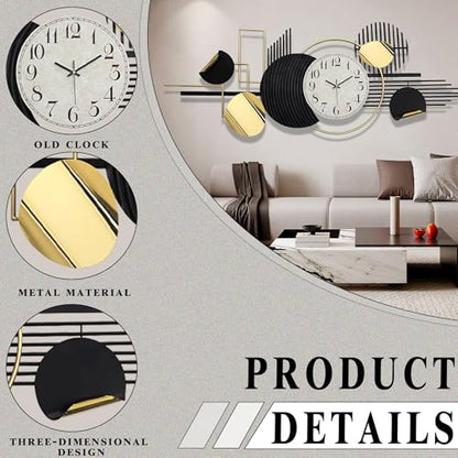 Modern Large Wall Clock Decorative Metal Art for Living Room