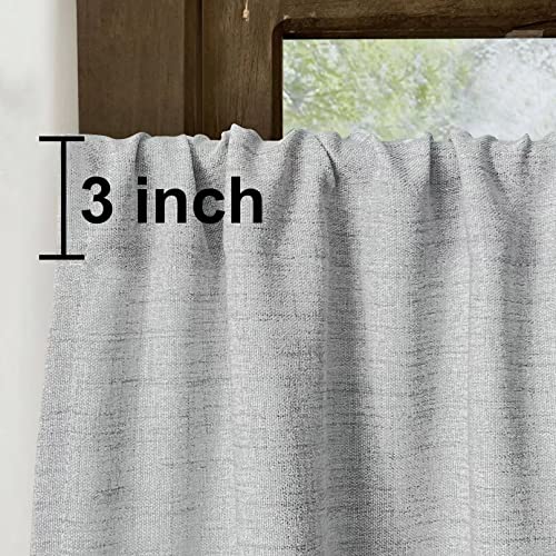 Oindec Faux Linen Cafe Curtains for Windows 45 Inch Length, Grey, Set of 2 - color: Grey, size: 27"W x 45"L (Pack of 2)