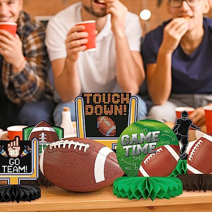 Gatherfun10PCS Football Party Decorations Football Table Centerpiece Football Honeycomb Centerpieces Table Toppers for Football Birthday Party Football Game - style: football