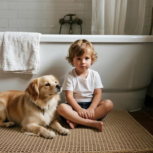 Triohero Waffle Bath Mat, Boho Bathroom Rugs Non Slip Washable, 20x30 Khaki - color: Khaki, size: 1'8" X 2'6" (Rectangular)