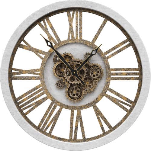 The B-Style Large Wall Clock 30 inch/76cm Gray White and Bronze Gears - color: Gray White and Bronze Gears, size: 30 inch (76 cm)