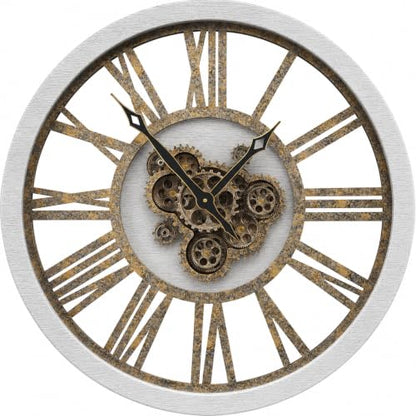 The B-Style Large Wall Clock 30 inch/76cm Gray White and Bronze Gears - color: Gray White and Bronze Gears, size: 30 inch (76 cm)