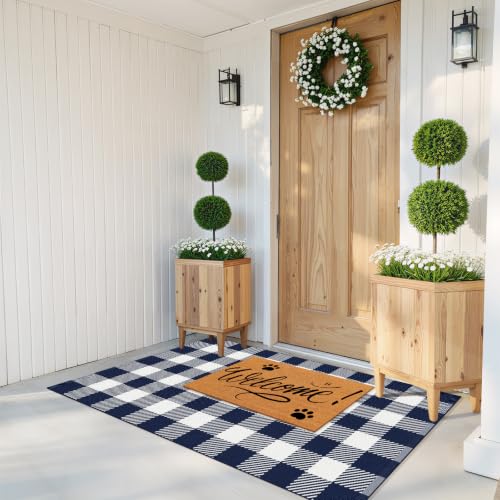 Outdoor Rugs, Blue and White Area Rug Checkered 3’x 5’ - color: Blue & White, size: 3' x 5' (Rectangular)