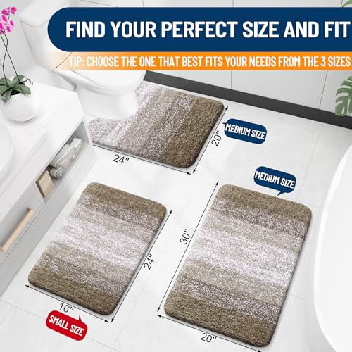 OLANLY Small Bathroom Rugs 24x16, Extra Soft Absorbent Microfiber Bath Rugs - color: Coffee, size: 24" X 16"