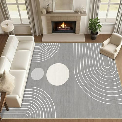 8x10 Boho Area Rug Living Room Modern Geometric Abstract Rug Washable Grey - color: Grey, size: 10' x 8' (Rectangular)