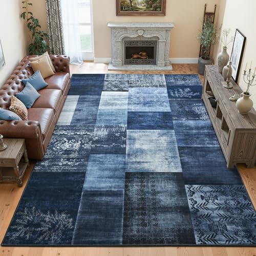Tepook 5x7 Washable Area Rugs for Living Room Bedroom - color: Blue, size: 5' x 7' (Rectangular)
