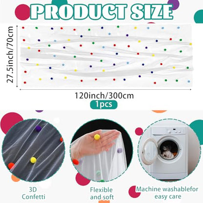 Moukeren 1 Pc 27.5 x 120 Inch Birthday Tulle Table Runner, Rainbow Colors - color: Rainbow Colors