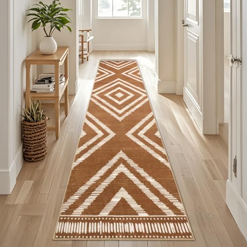 Brown Boho Hallway Runner Rugs 2x10ft Non Slip Washable for Kitchen - color: Brown, size: 2' x 10' (Rectangular)