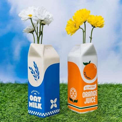 ban.do Retro Inspired Novelty 세라믹 OJ 판지 꽃병, 오렌지 주스 - color: 오렌지 주스.