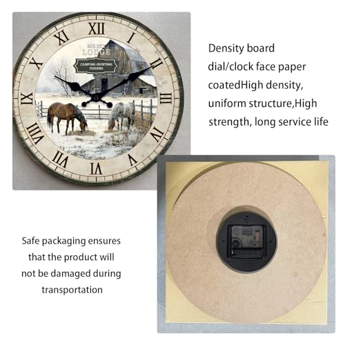Farmhouse Wooden Wall Clocks Battery Operated 12 Inch - color: Beige1, size: 12 Inch