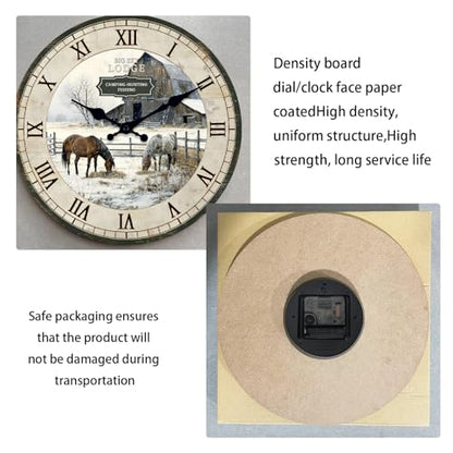 Farmhouse Wooden Wall Clocks Battery Operated 12 Inch - color: Beige1, size: 12 Inch
