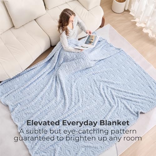 The Seacliff Blanket 50x60 Throw, Tidewater Blue – Lightweight Soft Fleece Throw Blanket for Couch, Breathable All Season, Coastal Wave Texture - color: Tidewater Blue, size: Throw 50x60