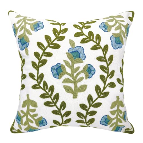Alysheer Floral Embroidered Decorative Throw Pillow Cover 18"x 18",1pc Blue - color: Blue, size: 18" x 18" (Pack of 1)
