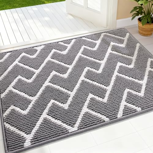 OLANLY Front Door Mat 36x24, Low-Profile Easy Clean Doormat, Grey - color: Grey, size: 36" X 24"