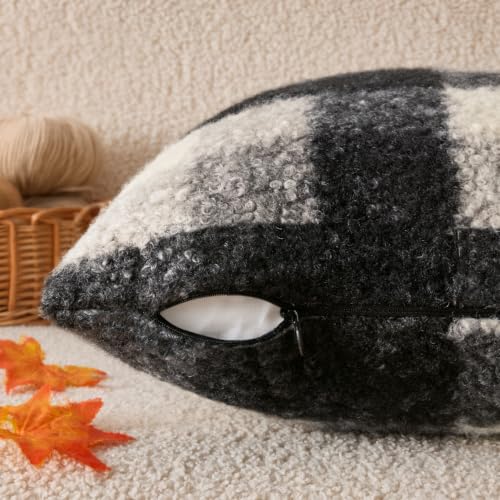 MIULEE Fall Plaid Pillow Covers Boucle Black White 20x20 Set of 2 - color: Black White, size: 20" x 20" (Pack of 2)