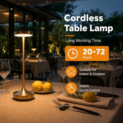 2 Pack Cordless Table Lamps Rechargeable 6000mAh, 72H Runtime - color: 2 Titanium
