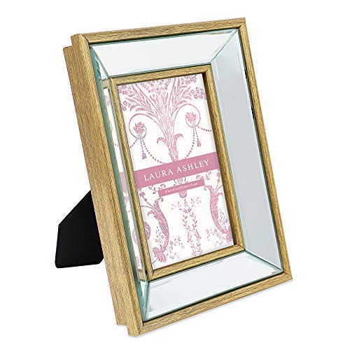 Laura Ashley 4x6 Gold Beveled Mirror Picture Frame Tabletop & Wall Mount - color: Gold, size: 4x6