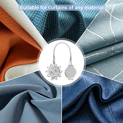 AULEEP Magnetic Curtain Tiebacks Crystal Curtain Ties Holdbacks, 4 Pack