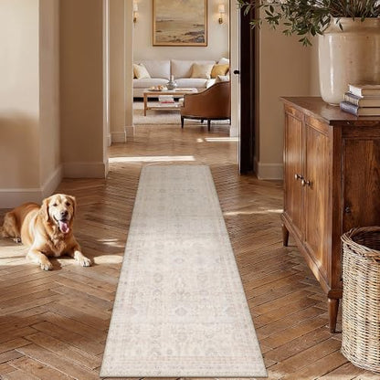 2x8 Apricot Runner Rug Neutral Distressed Carpet - color: Accent | Beige Multi, size: 2' x 8' (Runner)