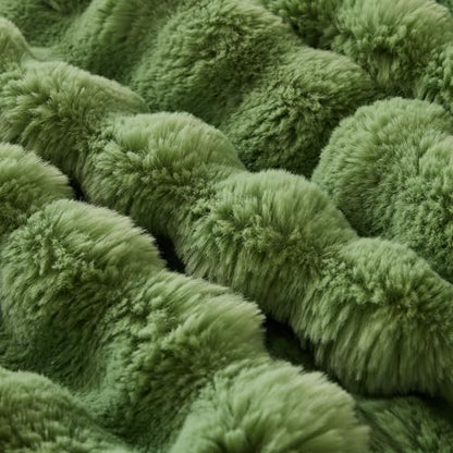 COOVA Soft Bubble Faux Fur Throw Blanket, 60"x80", Light Green - color: Light Green, size: 60“x80”