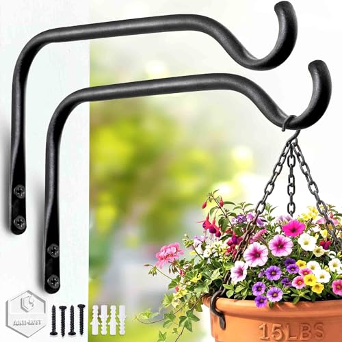 Lifyzoon Plant Hanger Brackets - 8 Inch 2 Pack Metal Outdoor Wall Hooks - size: 8Inch-2Pack