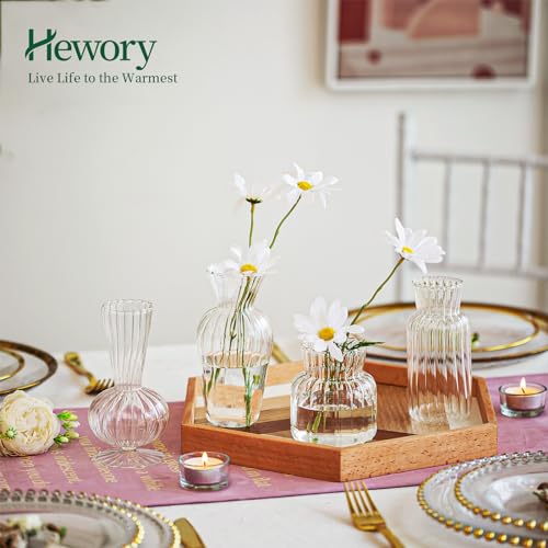 Mini Glass Vases for Centerpieces - Hewory Small Clear Bud Vase in Bulk, Cute Flower Vases Set for Wedding, Home Decoration, Table Decor (Clear, 16)