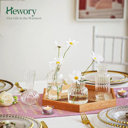 Mini Glass Vases for Centerpieces - Hewory Small Clear Bud Vase in Bulk, Cute Flower Vases Set for Wedding, Home Decoration, Table Decor (Clear, 16)