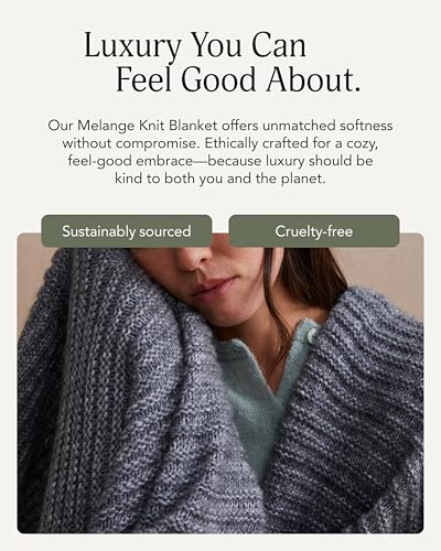 UnHide Melange Knit Blanket, Textured and Ultra-Soft Wool Throw Blanket - color: Silver Fox, size: Melange Wool (60" x 80")