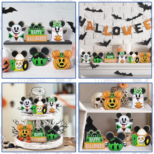 Halloween Tiered Tray Decor, Cute Green Ghost Tray Decorations - style: Halloween Ghost