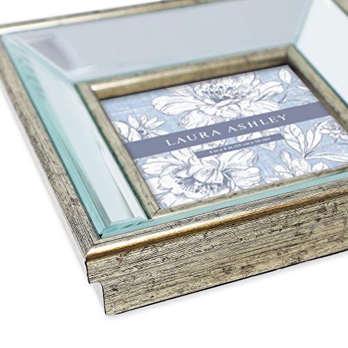 Laura Ashley 4x4 Silver Beveled Mirror Picture Frame Tabletop & Wall Mount - color: Silver, size: 4x4