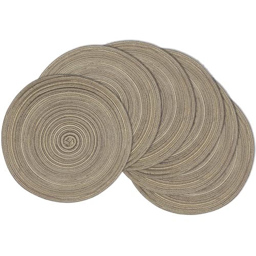 MIAOMIAO Round Placemats Set of 6 Braided Dining Table Kitchen Decor Mets - color: Coffee