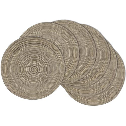 MIAOMIAO Round Placemats Set of 6 Braided Dining Table Kitchen Decor Mets - color: Coffee