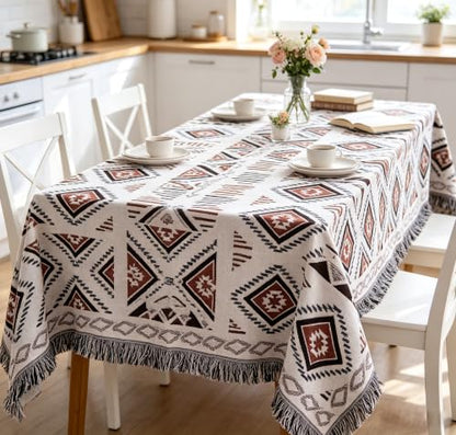 Luxlovery Aztec Throw Blankets Beige Tribal Boheiman Ethnic Woven Boho Geometric White Khaki Blanket for Couch Aztec Bed Throws Oversized Chair Sofa Cover with Tassels(63"x86") - color: Mocha, size: 63"x86",160x220cm