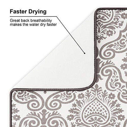 Dish Drying Mat for Kitchen Counter,Machine Washable Matt(Floral Vine) - color: Floral Vine 2P 19*15