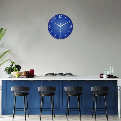 XFM Blue Glass Wall Clock 14 Inch Modern Simple - color: Blue, size: 14inch
