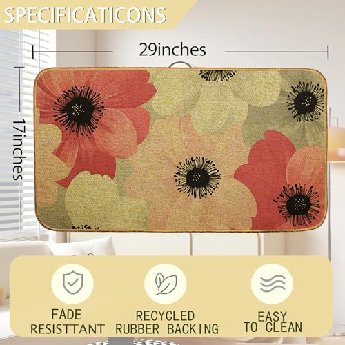 Pink Gray Flowers Welcome Door Mat, Non-Slip Front Doormat for Indoor 30x17 Inch, Summer Porch Decor, Low Profile Entrance Rug for Home, Housewarming Gift - color: Watercolor Flowers