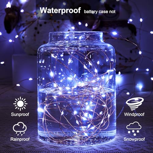 Ariceleo 4 Pack 16.4ft Battery Operated String Lights with Timer, Cool White with Synchronized Twinkle Mode, Fairy Lights Battery Powered, 50 LEDs, Idea for Christmas Bedroom Party Wedding - color: Cool White, size: 4 Pack-Upgrade