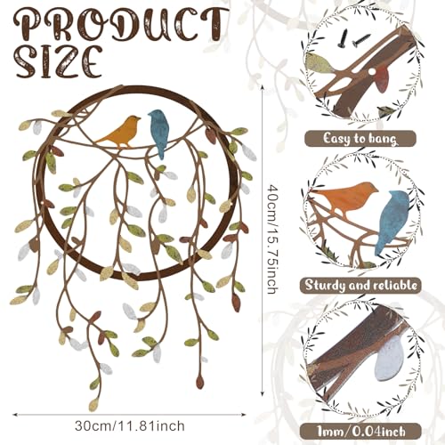 Ferraycle Metal Wall Art Bird Branches Hanging Ornament, Classic Color - color: Classic Color