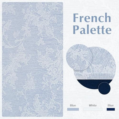 FMFUNCTEX Blue Floral Jacquard Blackout Curtains, 52X72 Inches, 2 Panels - color: Blue, size: 52"W x 72"L (Pack of 2)